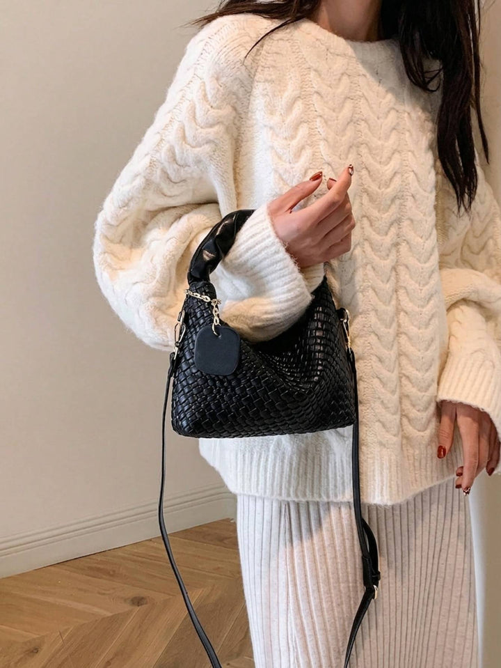 Woven Black Hobo Shoulder Bag