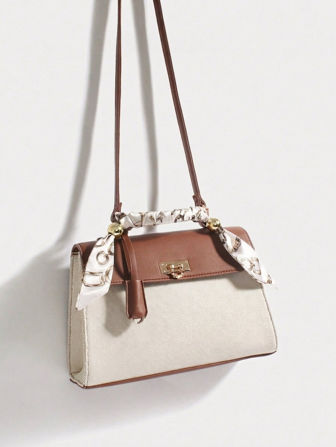 Elegant Scarf Handle Shoulder Bag