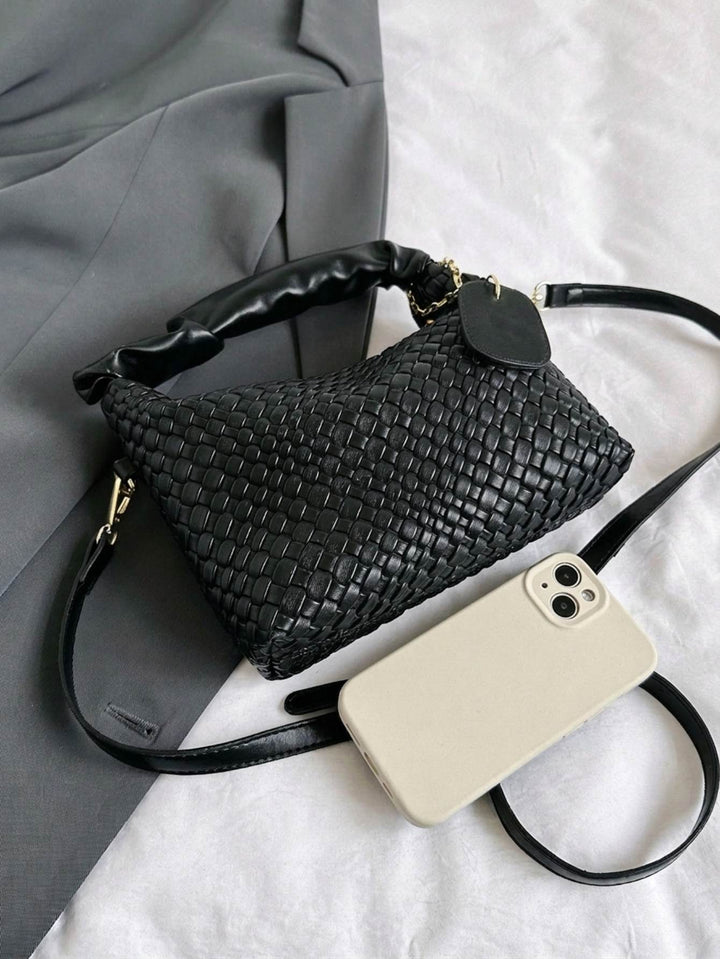 Woven Black Hobo Shoulder Bag