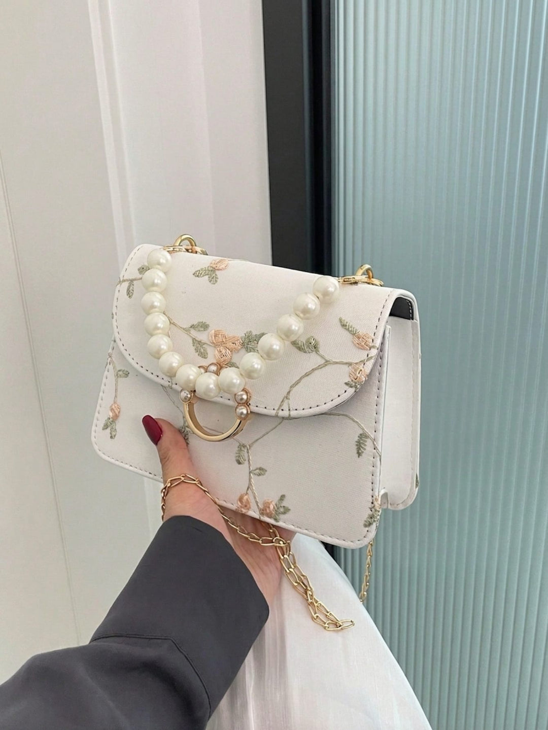Pearl Floral Mini Handbag